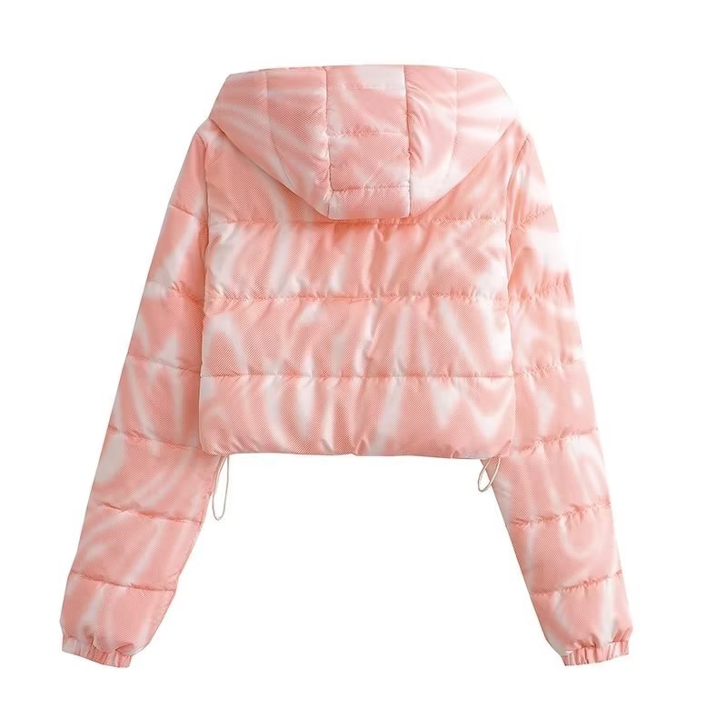 Tie-Dyed Printing Hooded Cotton Coat