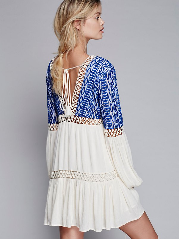 Bohemian Folk Embroidered Dress