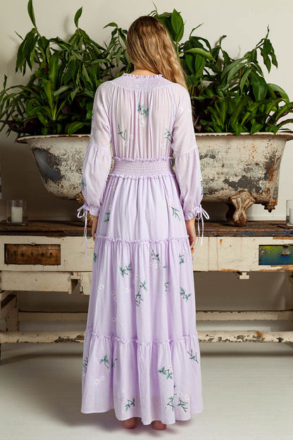 Bohemian Flower Embroidery Hollow Tassel Retro Dress