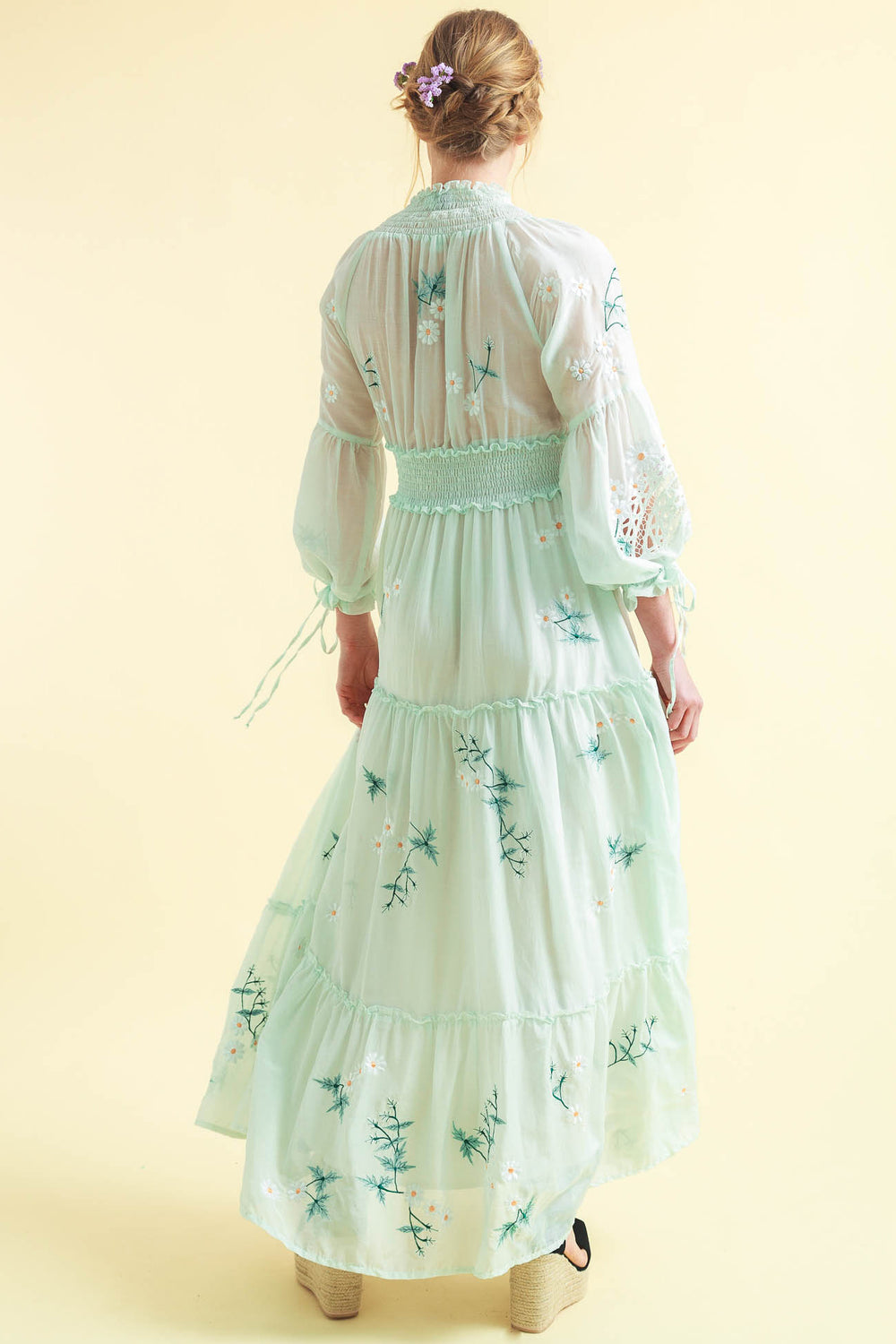 Bohemian Flower Embroidery Hollow Tassel Retro Dress