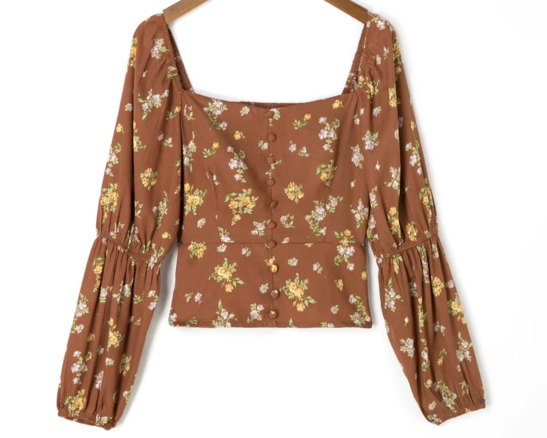 Floral Print Long Sleeved Blouse