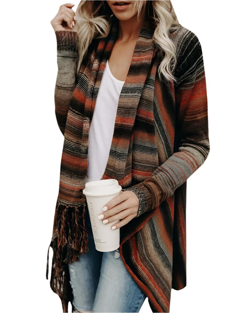 Mid Length Plaid Poncho Sweater