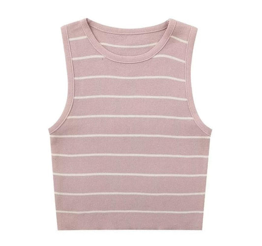 Striped Short Knitted Tank Top