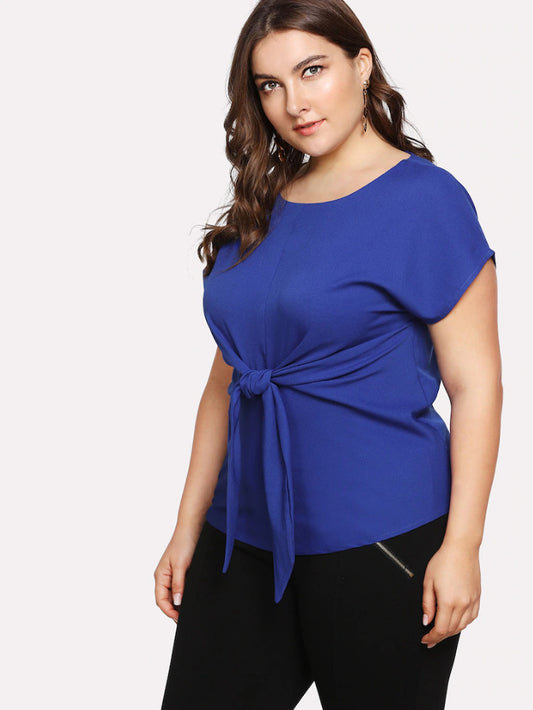 Plus Size Chiffon Short Sleeve Tops