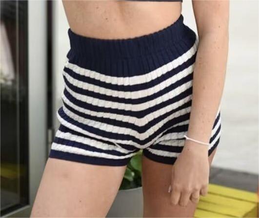 Casual Chenille Striped Shorts