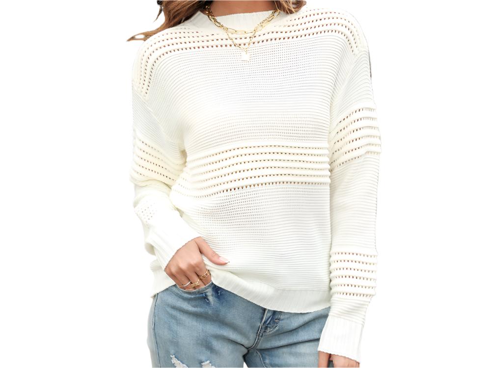 Long Sleeve Hollow Cutout Pullover Sweater