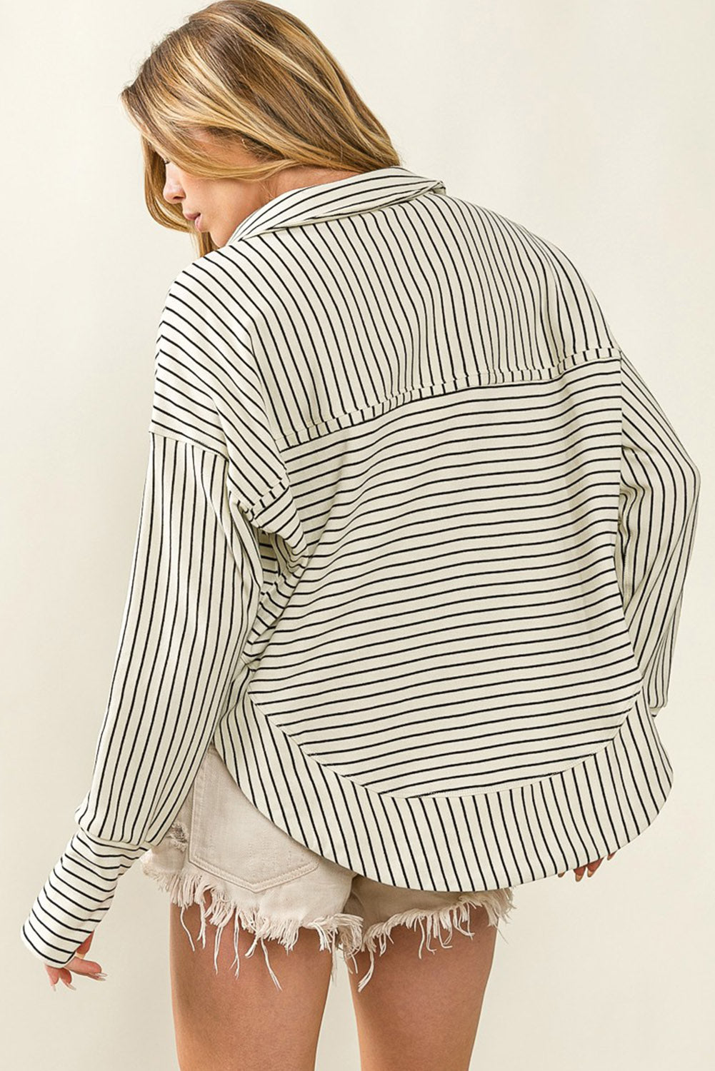 Striped Printed Long Sleeved Casual Pullover Sweatshirt