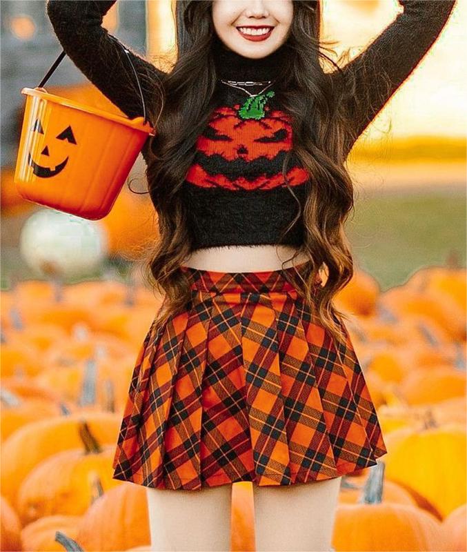 Halloween Pumpkin Head Short High-Quality Sweater