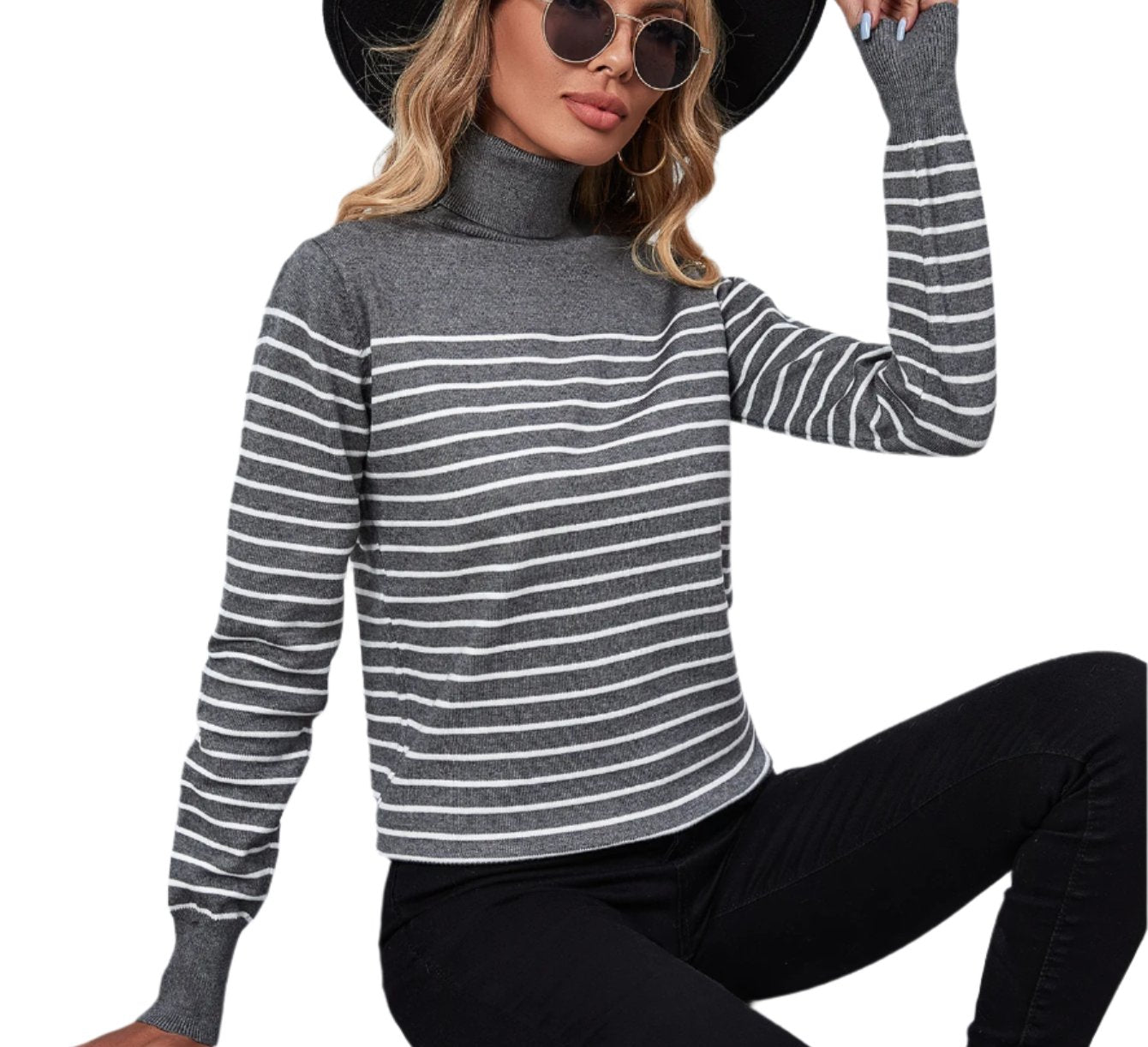 Striped Turtleneck Knitwear Sweater