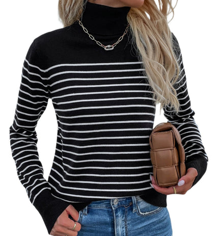 Striped Turtleneck Knitwear Sweater