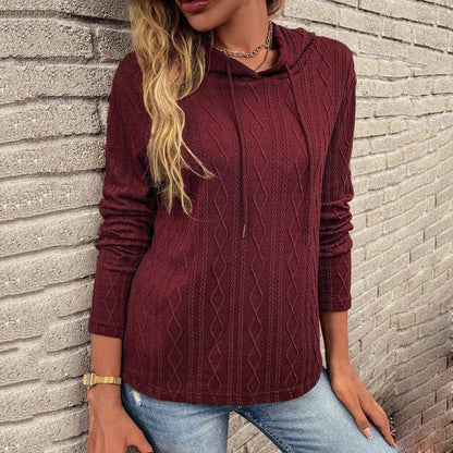 Solid Color Long Sleeve Hooded Pullover Sweatshirt