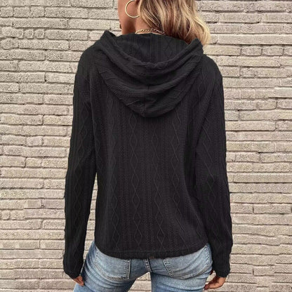 Solid Color Long Sleeve Hooded Pullover Sweatshirt