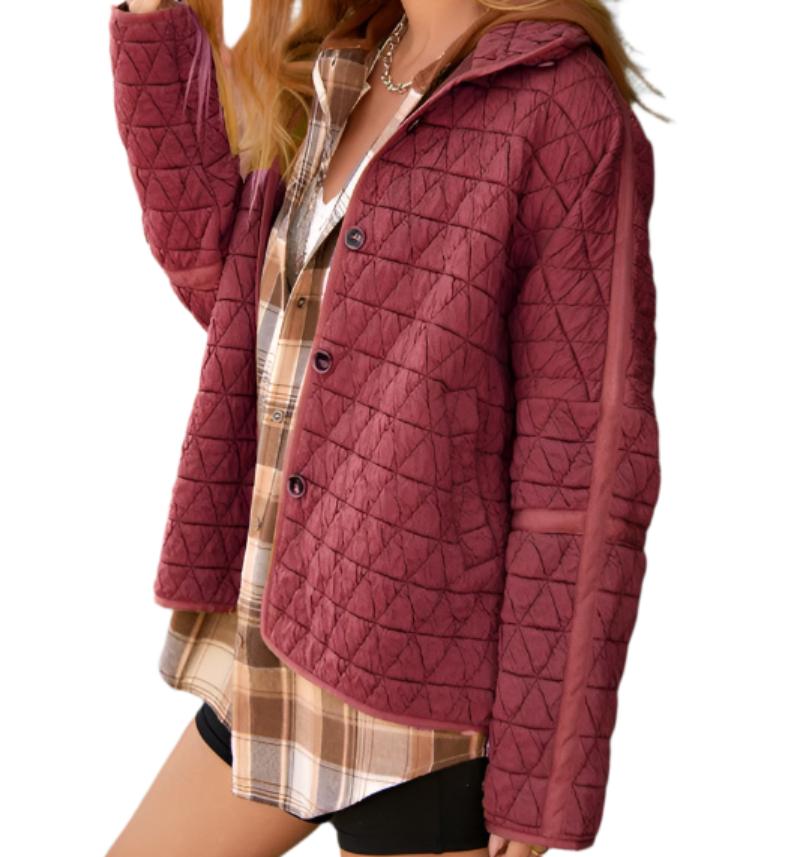 Quilted Cotton Triangle Twisted Thickened Knitting Double Pocket Turn Down Collar Coat