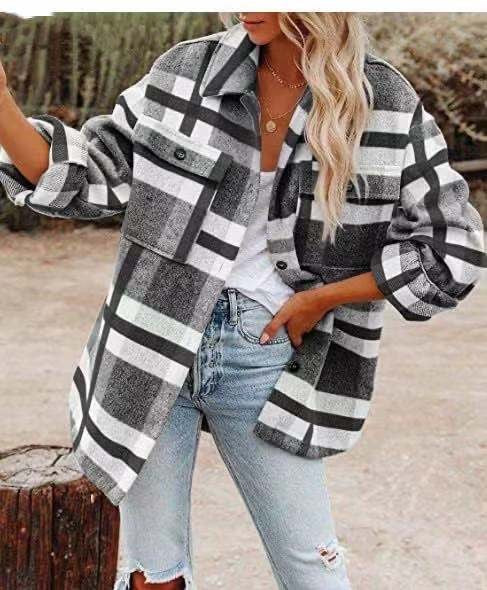 Multicolor Plaid Shirt Woolen Coat