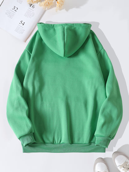 Fleece Solid Color Loose Fitting Hoodie Sweatshirt