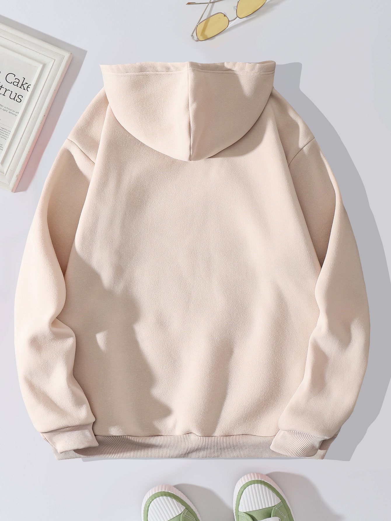 Fleece Solid Color Loose Fitting Hoodie Sweatshirt