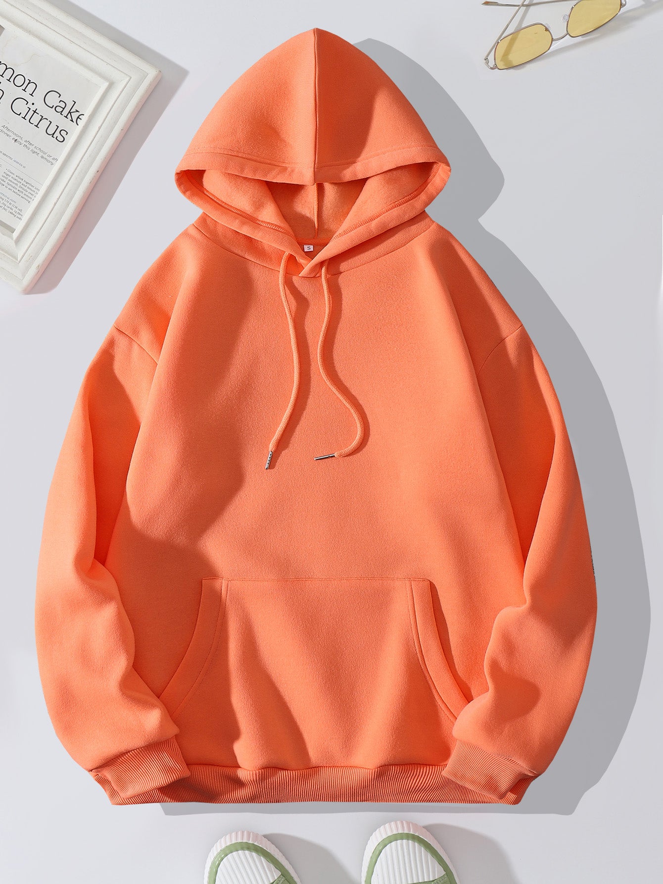 Fleece Solid Color Loose Fitting Hoodie Sweatshirt