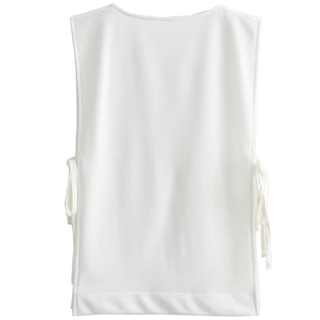 Stitching Sleeveless Short Top