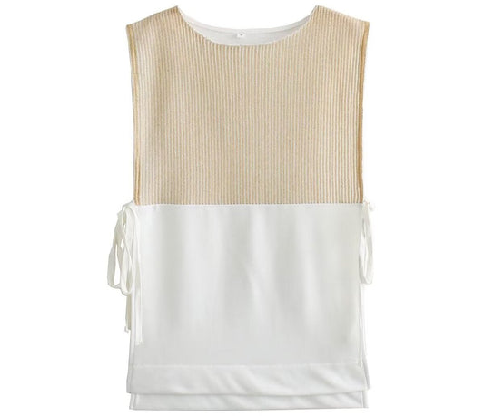 Stitching Sleeveless Short Top