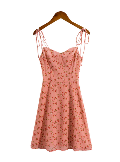 Casual Floral Lace-up Dress