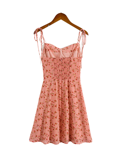 Casual Floral Lace-up Dress