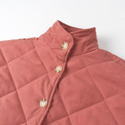 Lattice Stand Collar Cotton Padded Coat