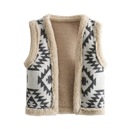 Winter Rhombus Pattern Cardigan Vest