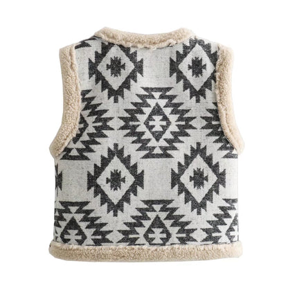 Winter Rhombus Pattern Cardigan Vest