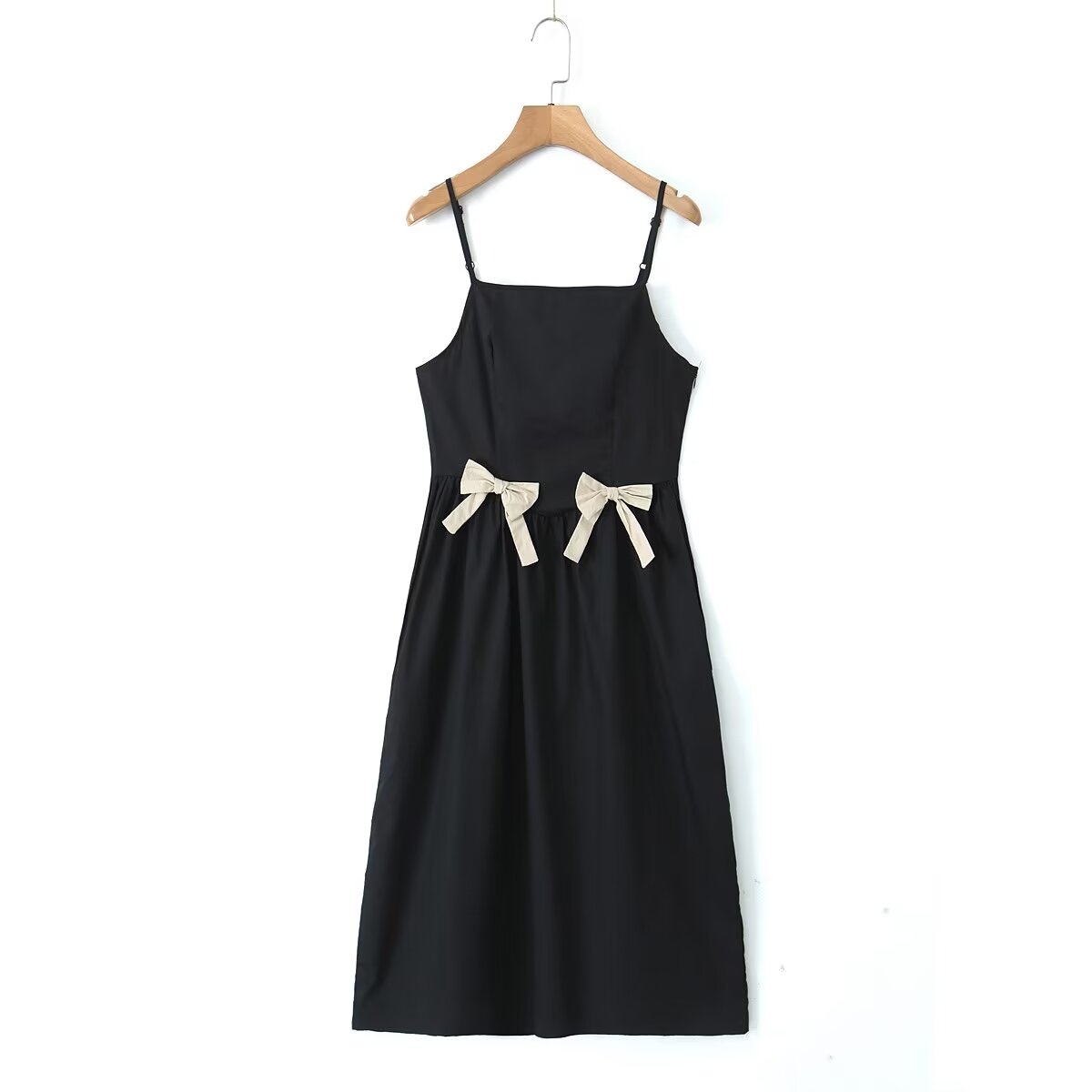 Special Interest Design French Bow Strap Maxi Dress