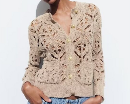 Street Jacquard Mesh Knitted Cardigan