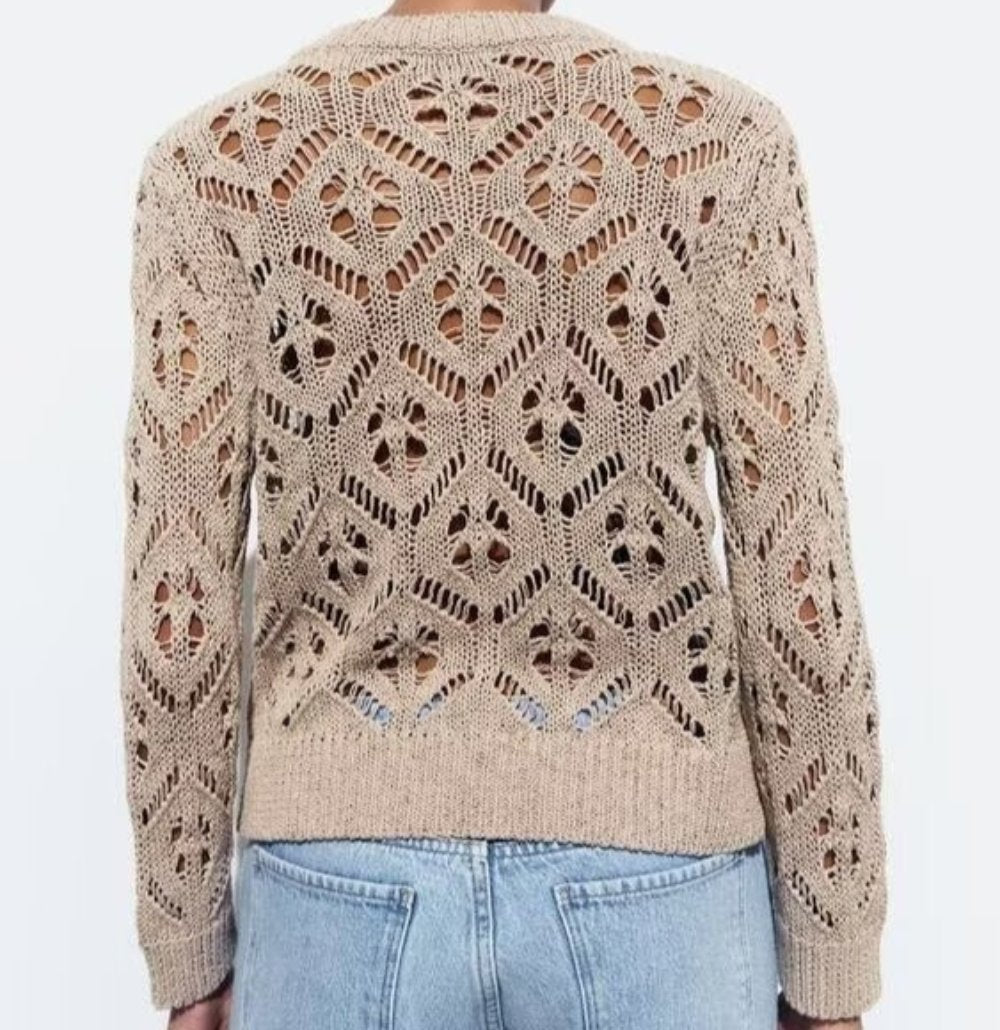 Street Jacquard Mesh Knitted Cardigan