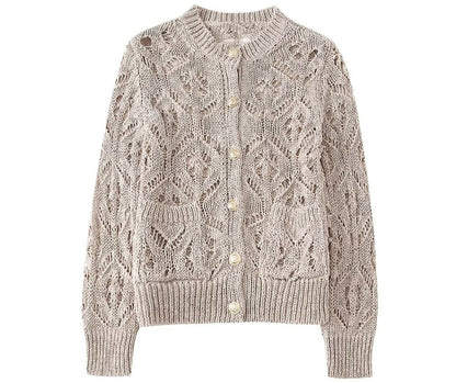 Street Jacquard Mesh Knitted Cardigan