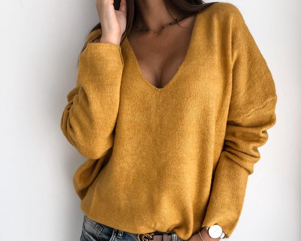 Minimalist V-neck Pullover Sweater