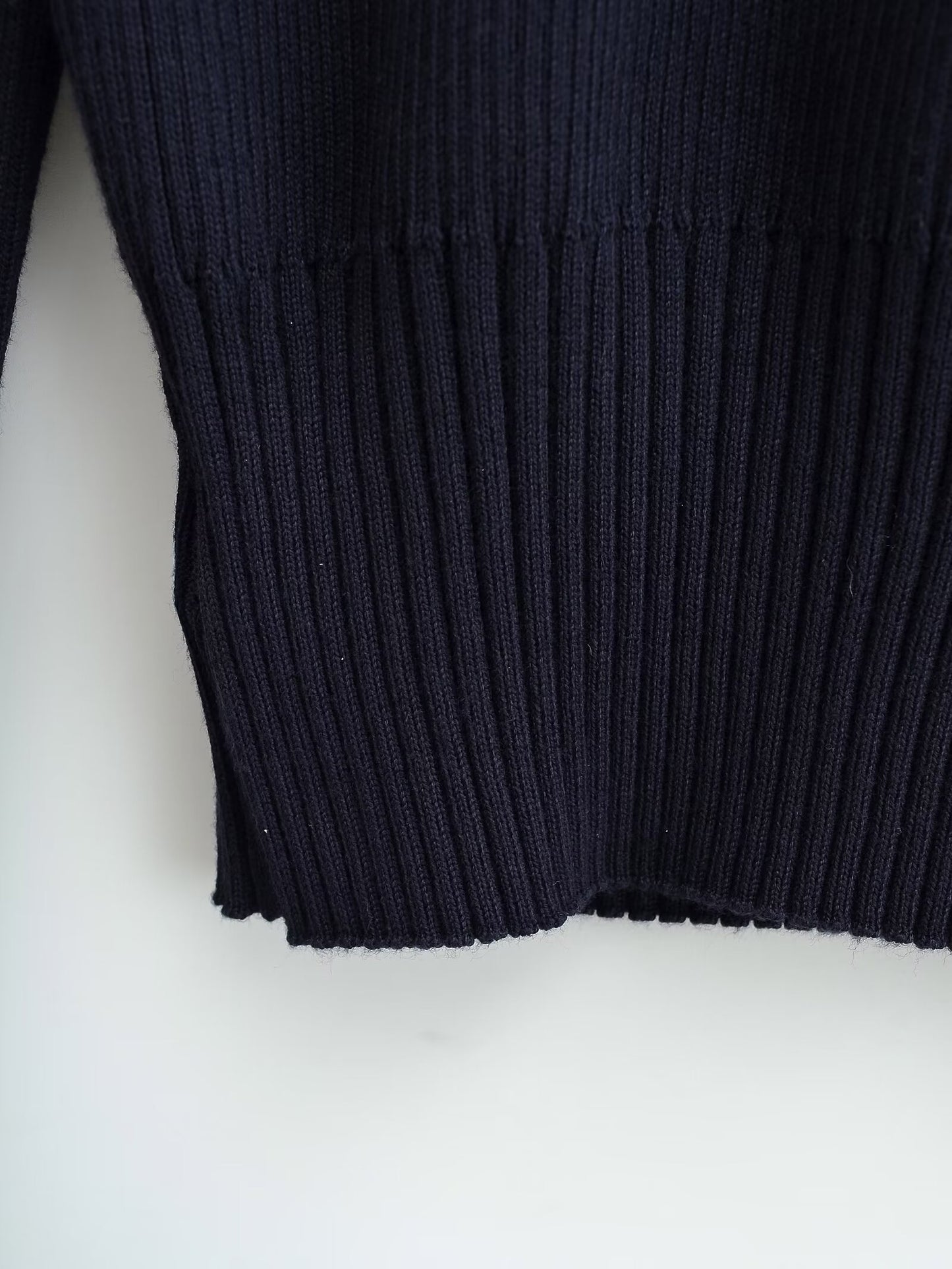 French Navy Off Neck Slim Sweater