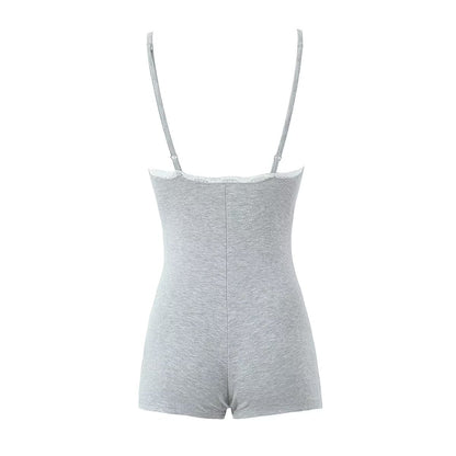 Lace Bow Slim Sports Tight Romper Loungewear