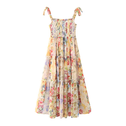 Slim Fit Spaghetti Strap Floral Print Maxi Dress