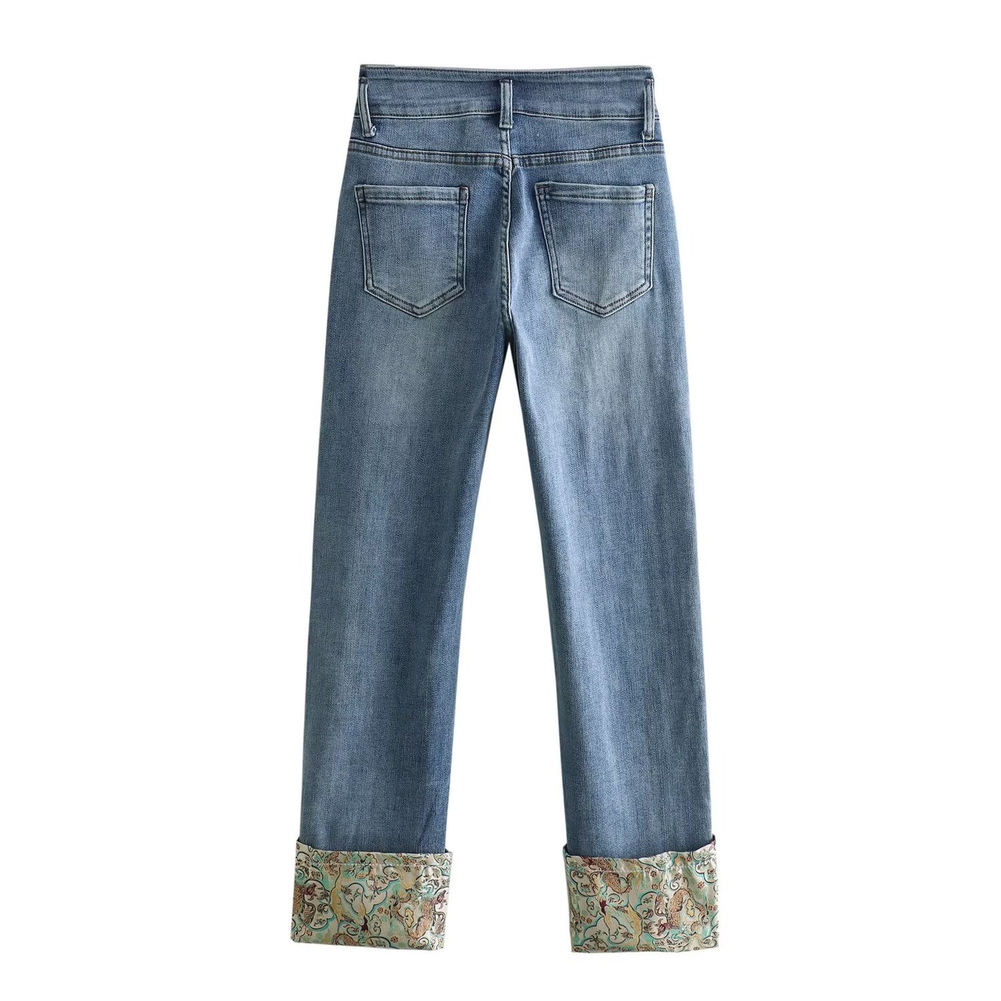 Vintage Satin Patch Cropped Jeans