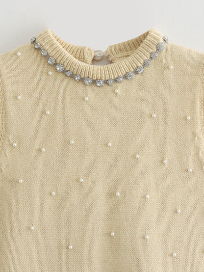 Pearl Jewelry Inlaid Knitted Top