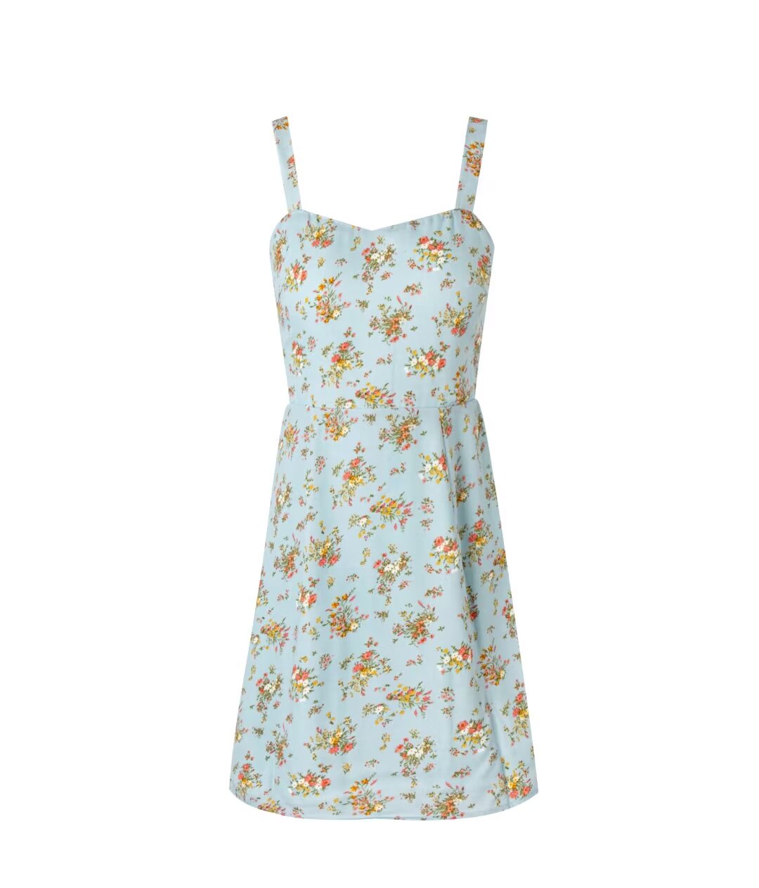 French Floral Back Pleated Zipper Dress