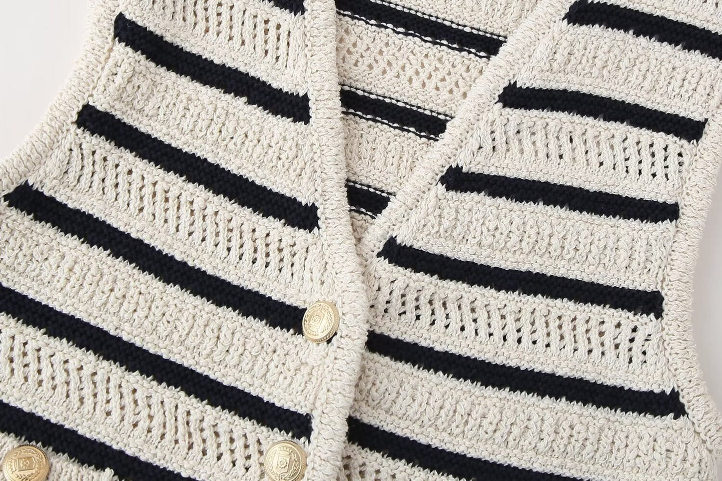 Striped V-neck Knitted Vest Top