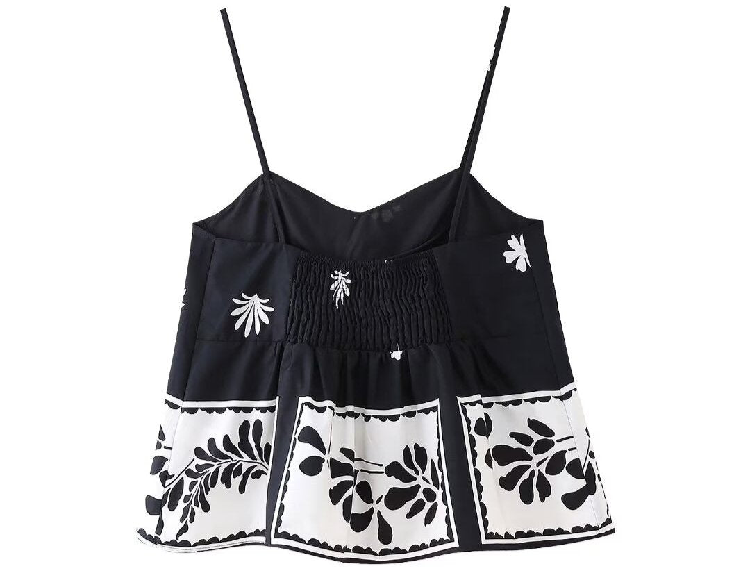 Seaside Printed Camisole Loose Slimming Top