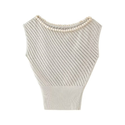 Ball Decoration Jacquard Mesh Sweater Waist Tight Top