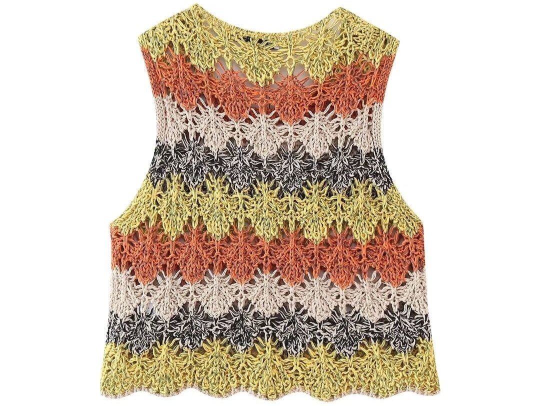 Street Hollow Cutout Sleeveless Knitwear Top