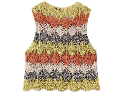 Street Hollow Cutout Sleeveless Knitwear Top