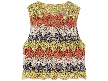 Street Hollow Cutout Sleeveless Knitwear Top