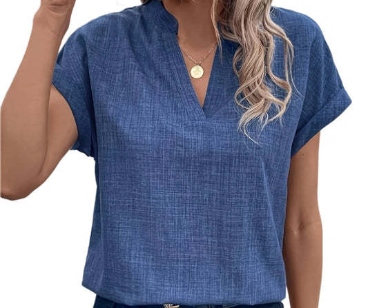 Casual V-neck Loose Denim Top