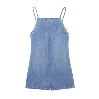 Simple Fitting Denim Romper