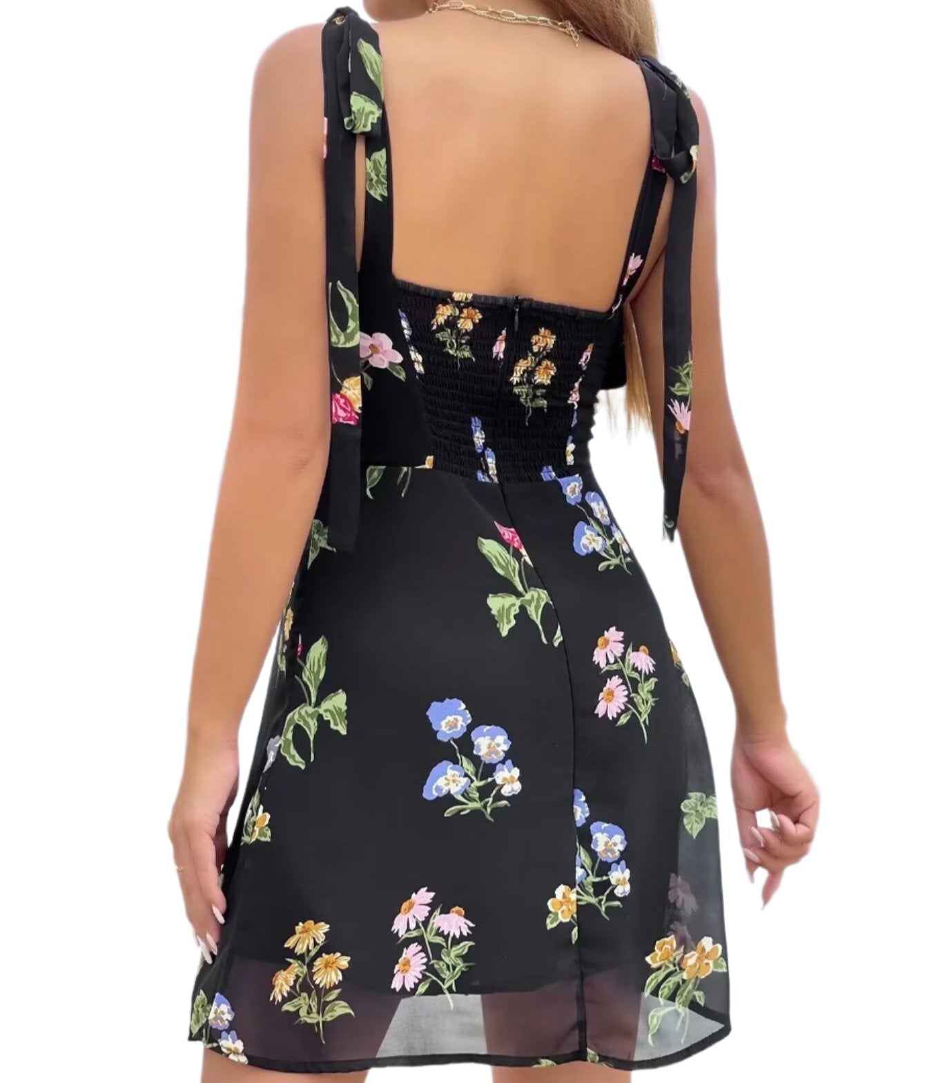 Elegant Slightly Mature Wide Shoulder Strap Printing Dress