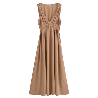 Elegant V-neck Sleeveless Maxi Dress