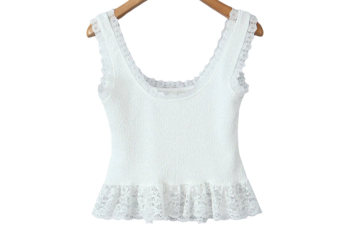 Fashionable Elegant Lace Splicing Slim Fit Waist Controlled Slimming Short Top